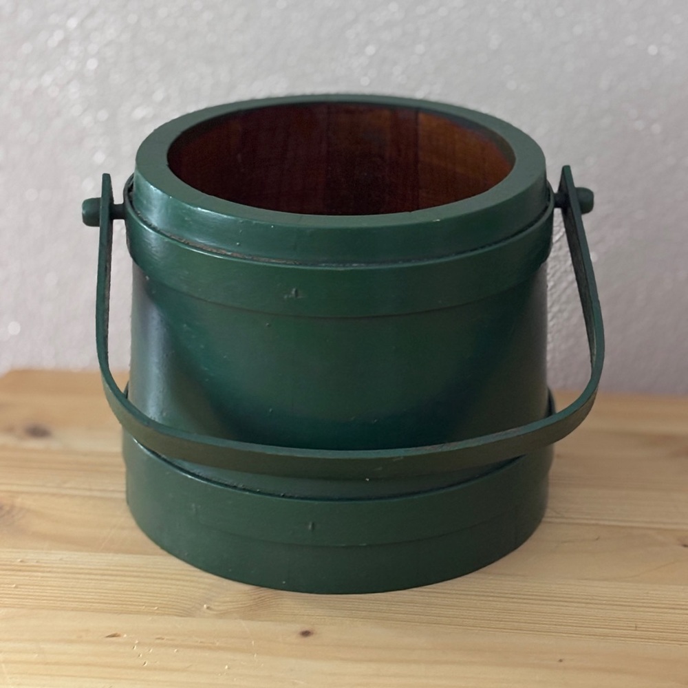 Basketville Putney Vermont Vintage Bucket Green Handcrafted Signed
